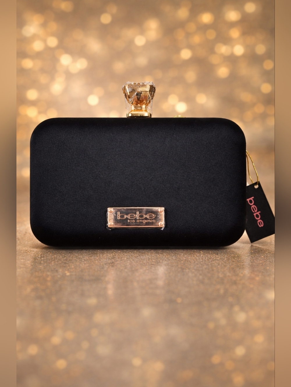 Bebe Daisy Floral Embellished Clutch NWT | 3D Flower Evening Bag w/ Strap - Picture 2 of 6